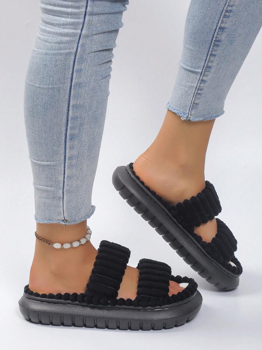 Plush Double-Strap Slides