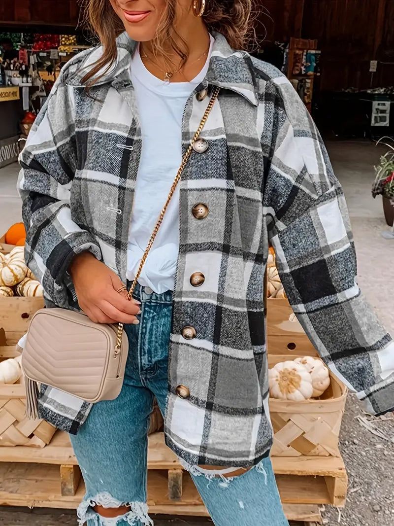 Fall Plaid Oversized Jacket
