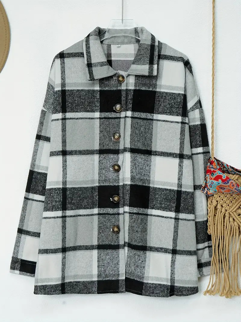 Fall Plaid Oversized Jacket