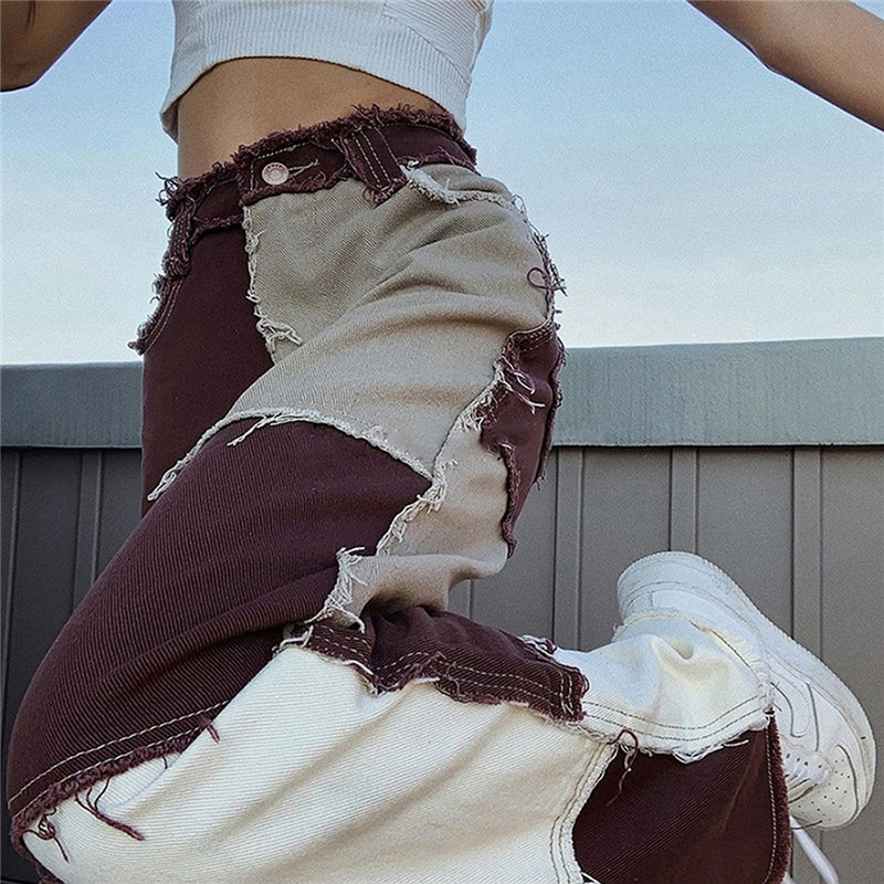 Distressed Patchwork Jeans