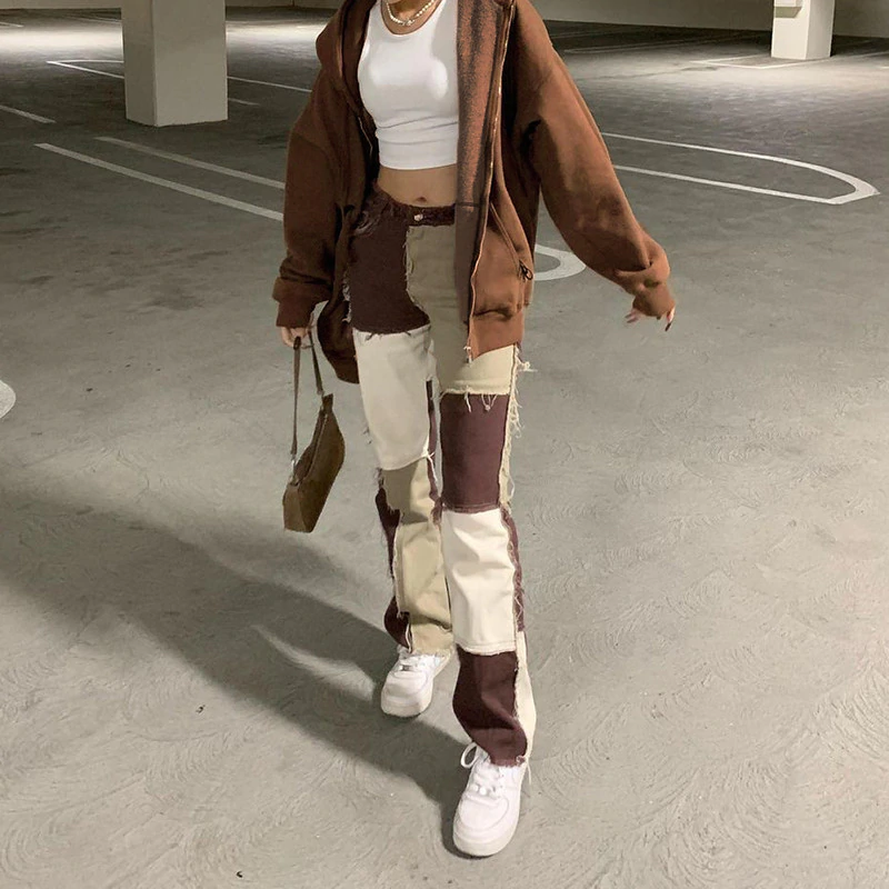 Distressed Patchwork Jeans
