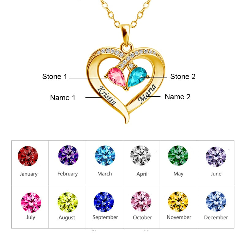 Forever Together Birthstone Heart Necklace