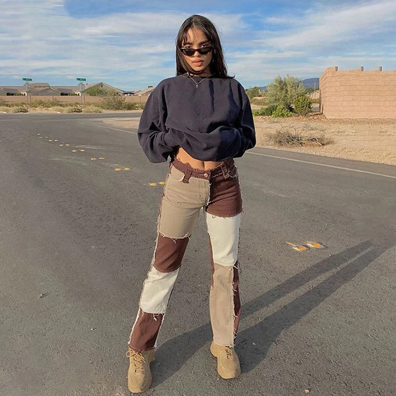 Distressed Patchwork Jeans