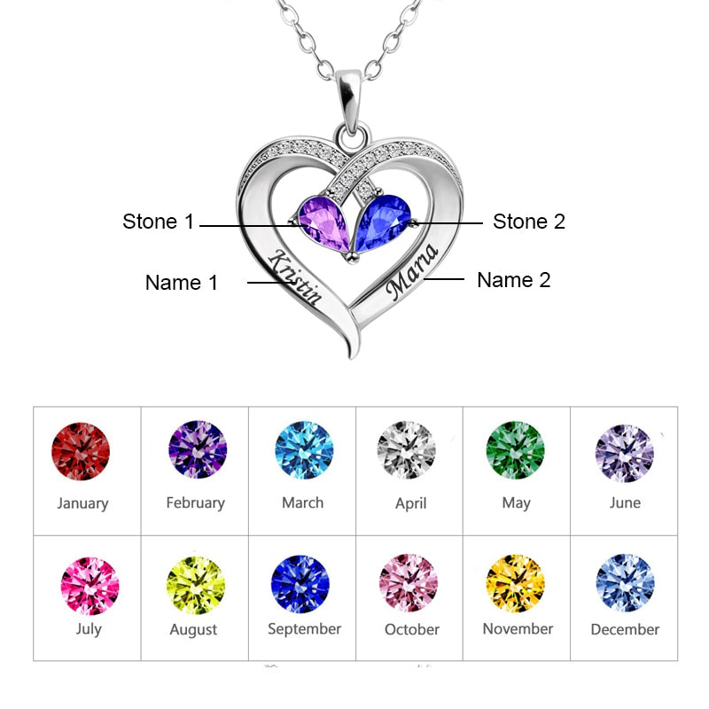 Forever Together Birthstone Heart Necklace