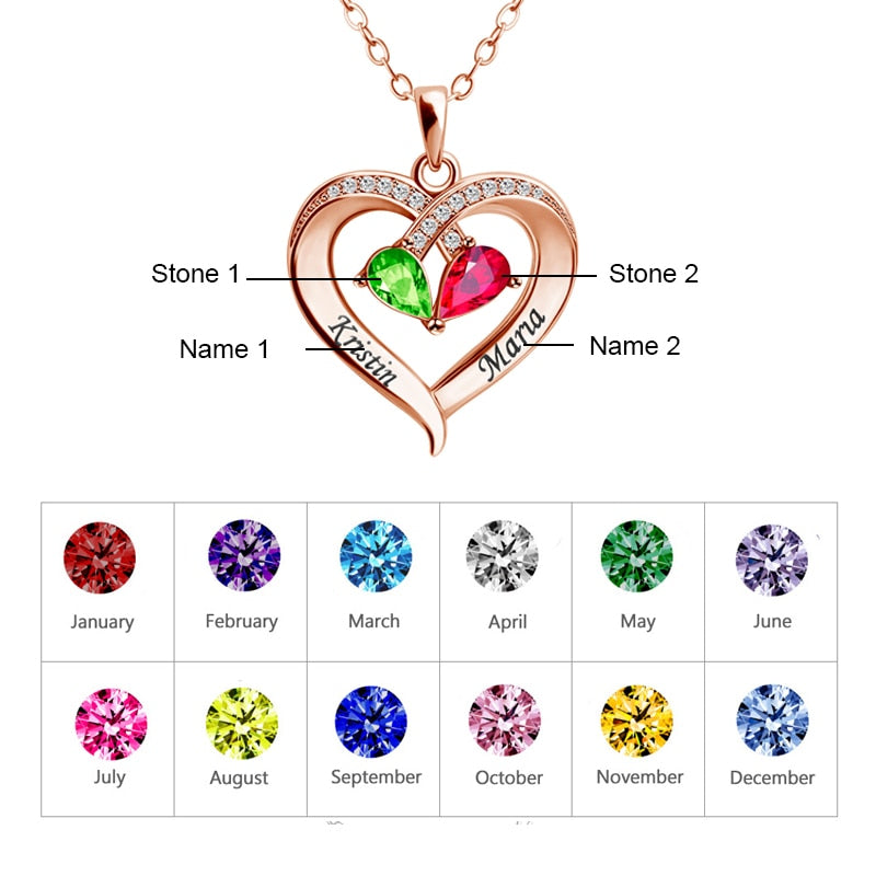 Forever Together Birthstone Heart Necklace