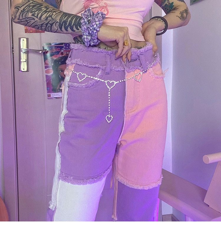 Distressed Patchwork Jeans