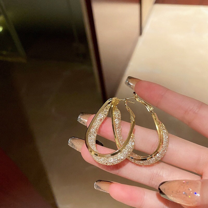 Geometric Oval Earrings