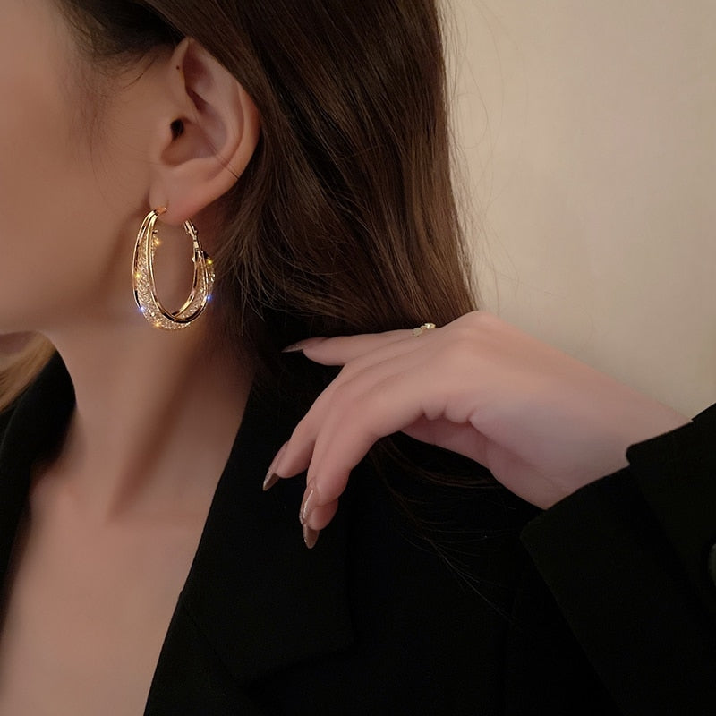 Geometric Oval Earrings