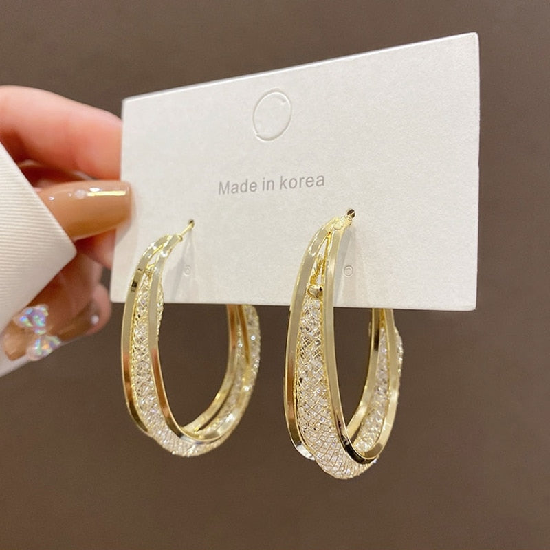 Geometric Oval Earrings
