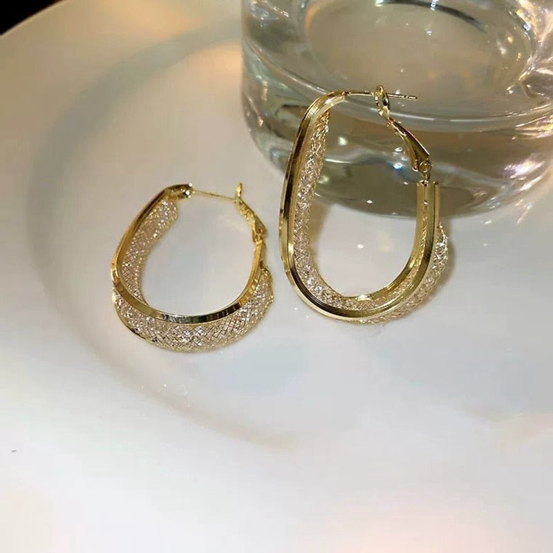 Geometric Oval Earrings