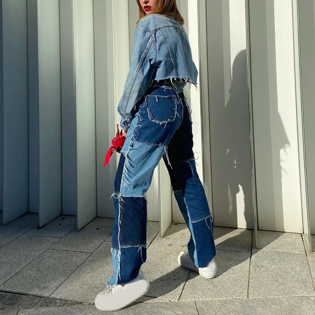 Distressed Patchwork Jeans