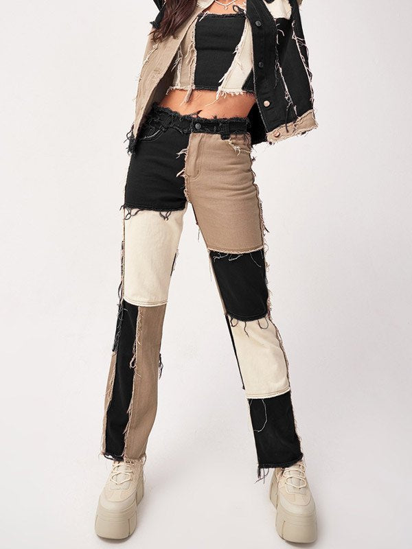 Distressed Patchwork Jeans