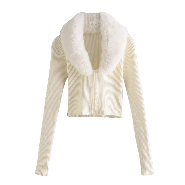 Tiffany Fur Collar Cardigan