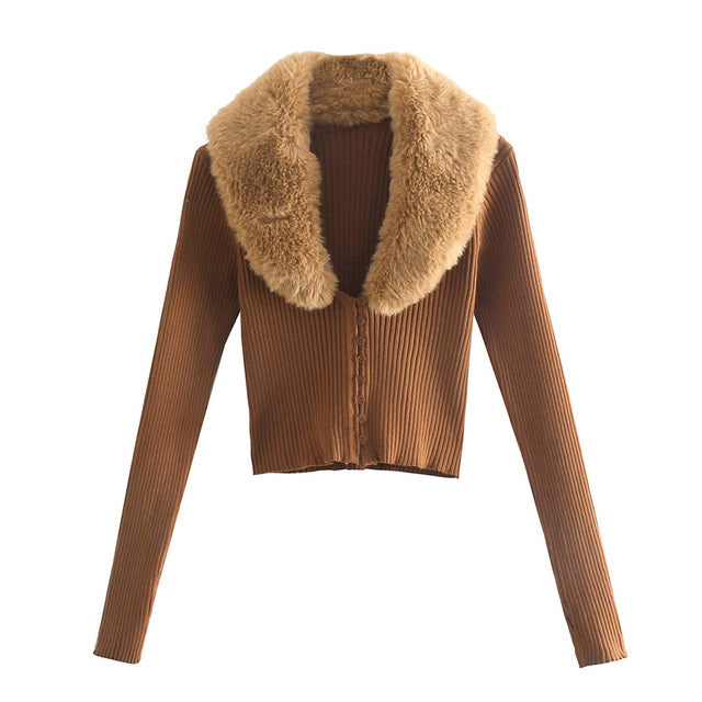 Tiffany Fur Collar Cardigan